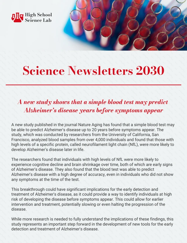 Light Grey And Red Simple School Science Newsletter