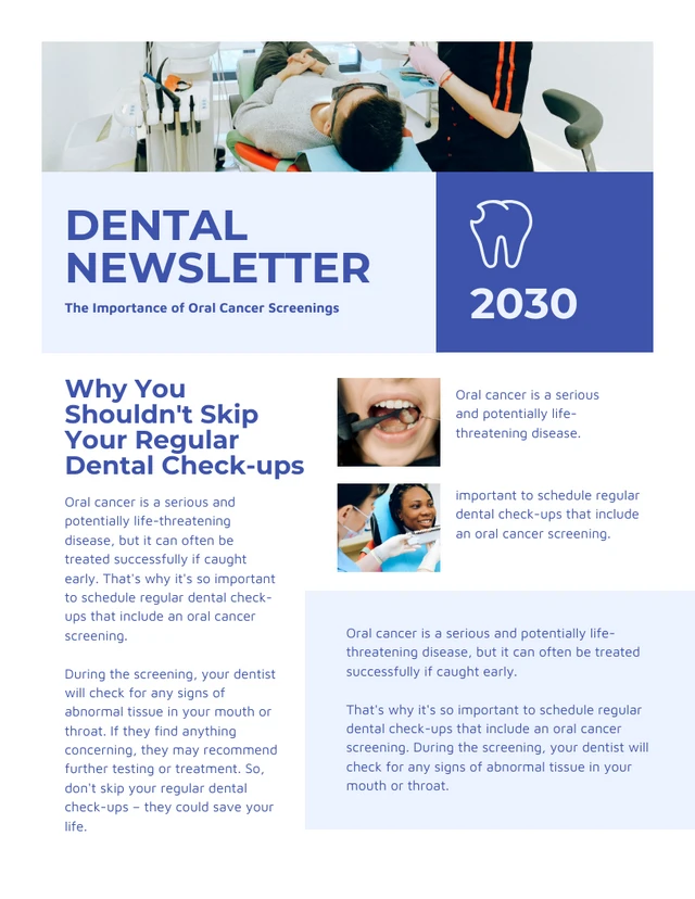 White And Blue Modern Professional Dental Email Newsletter