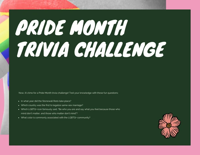 Colorful Green and Orange Pride Month Trivia Presentation - Página 5