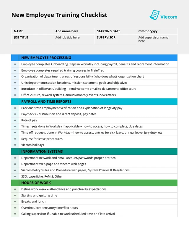 New Hire Onboarding HR Checklist - Página 1