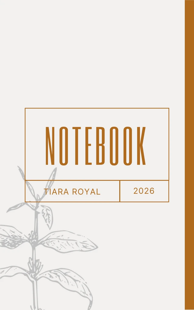 Light Grey And Brown Minimalist Notebook Book Cover Template