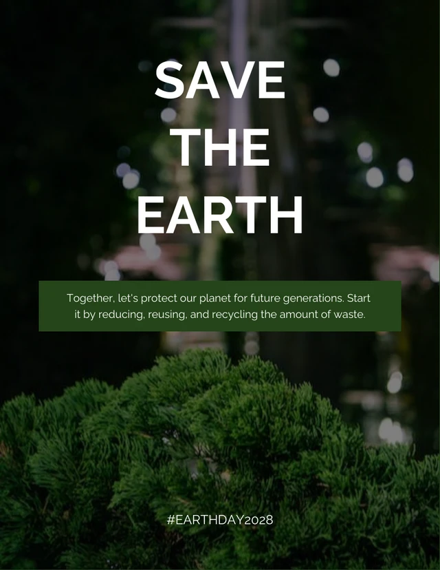 Blur Background Save the Earth Poster Template