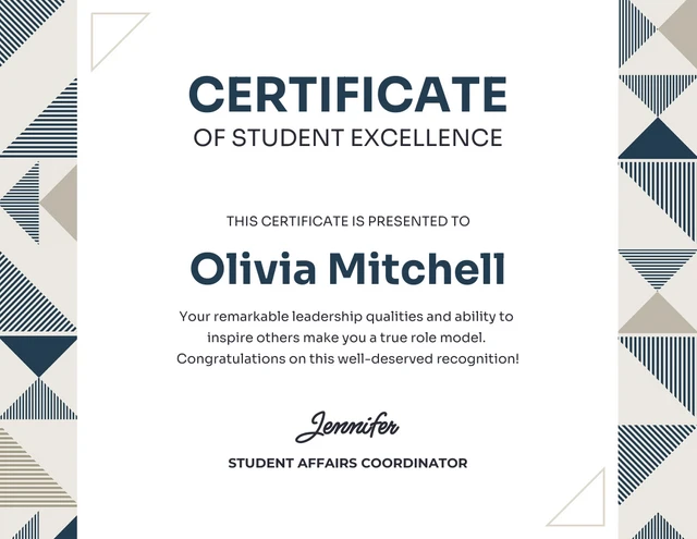 Abstract Pattern Student Excellence Certificate Template