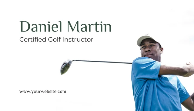 White Minimalist Golf Instructor Business Card - Page 1