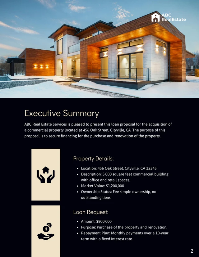 Real Estate Loan Proposal template - page 2