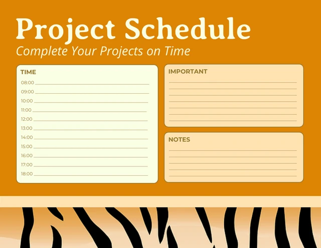 Orange Simple Tiger Theme Project Schedule Template