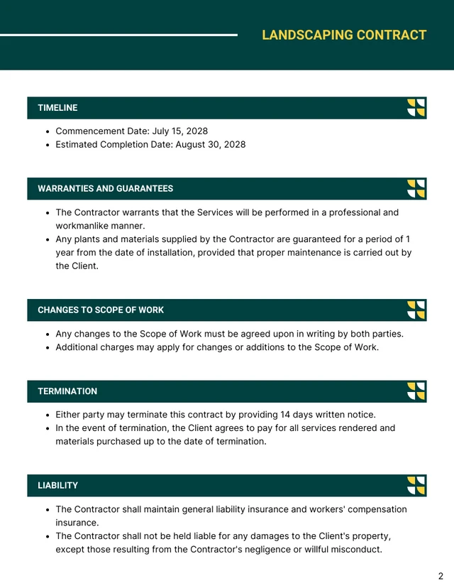 Landscaping Contract Template - صفحة 2