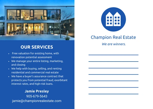 Blue Block Real Estate Postcard - page 2