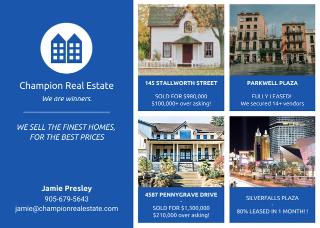 Blue Block Real Estate Postcard - page 1