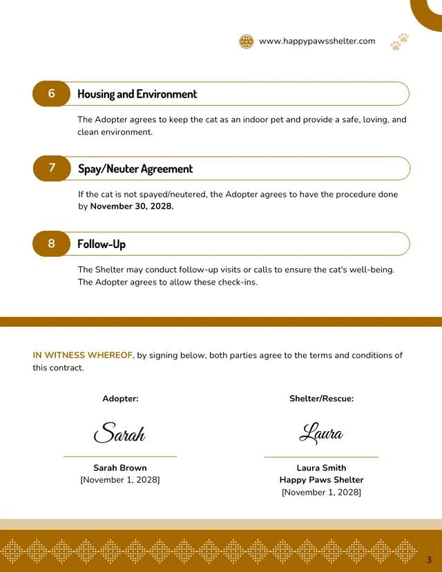 Cat Adoption Contract Template - page 3