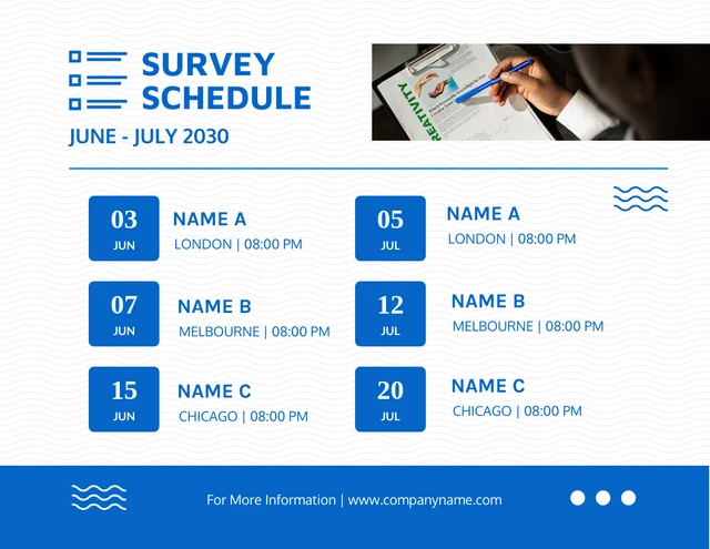 White And Blue Clean Design Survey Schedule Template
