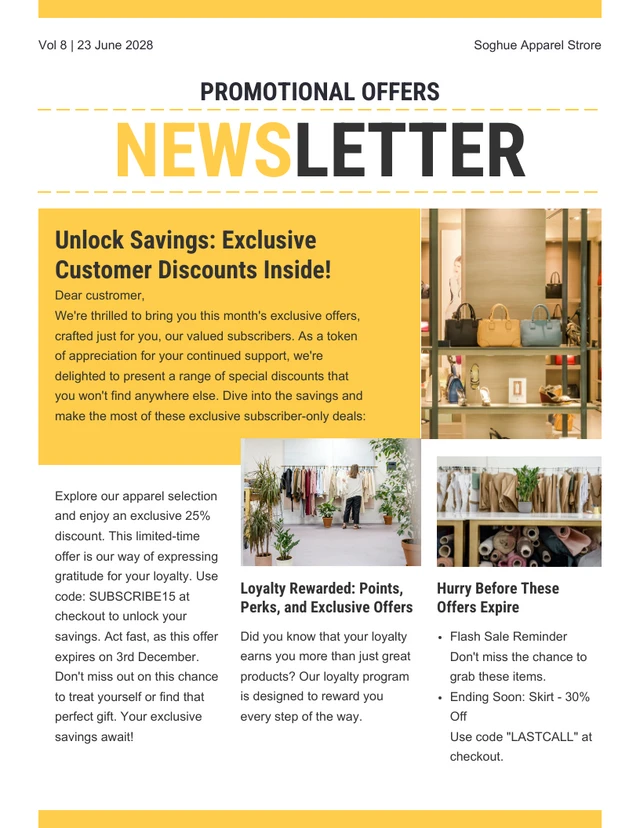 Promotional Offers Newsletter Template