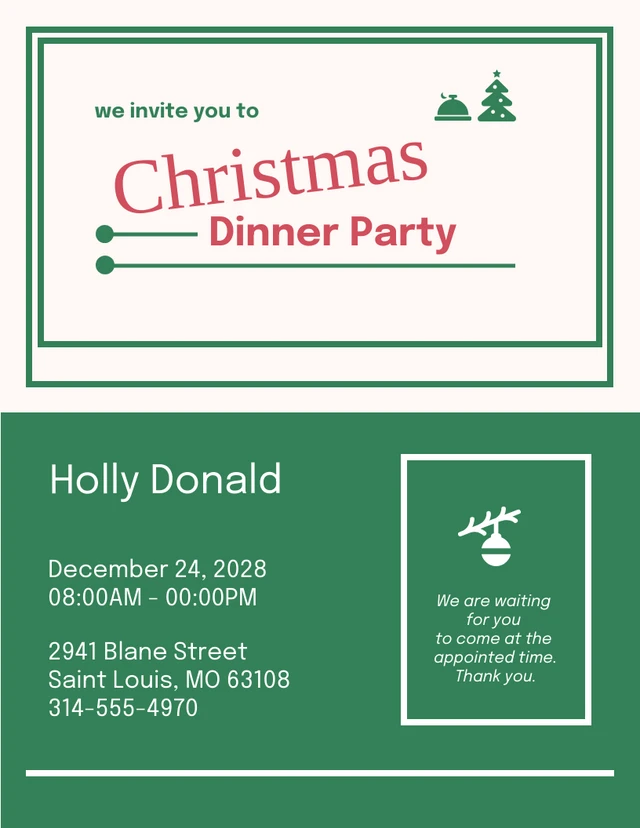 Simple Christmas DInner Party Invitation Template