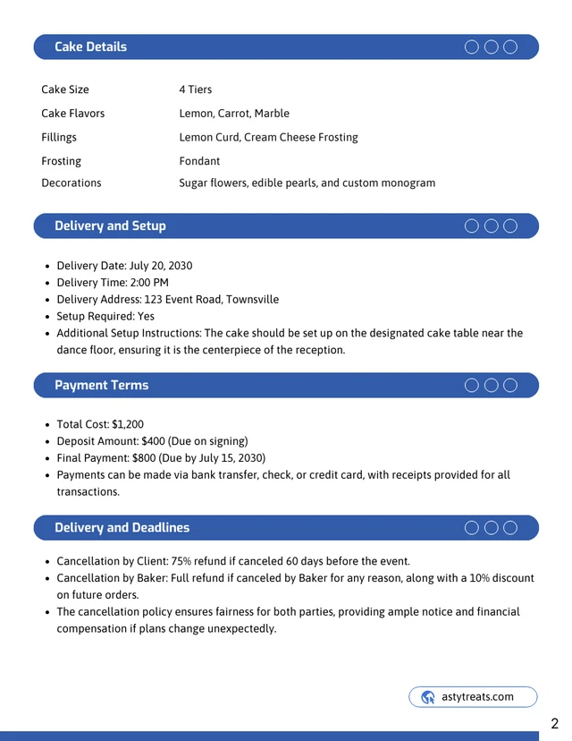 Wedding Cake Contract Template - Seite 2