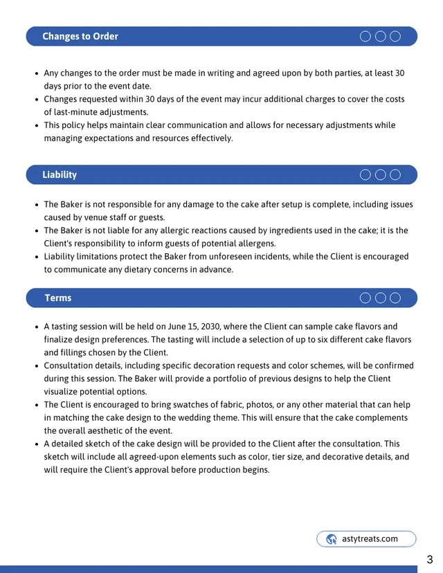 Wedding Cake Contract Template - Page 3