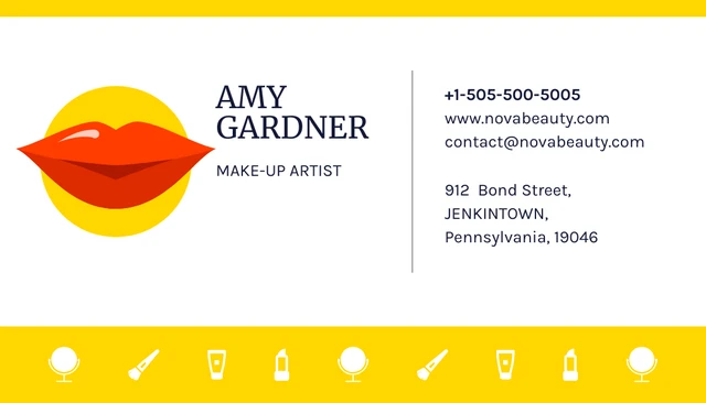 Yellow Makeup Artist Business Card - Page 1