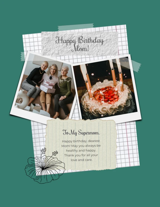 Green Modern Aesthetic Polaroid Birthday Collages Template