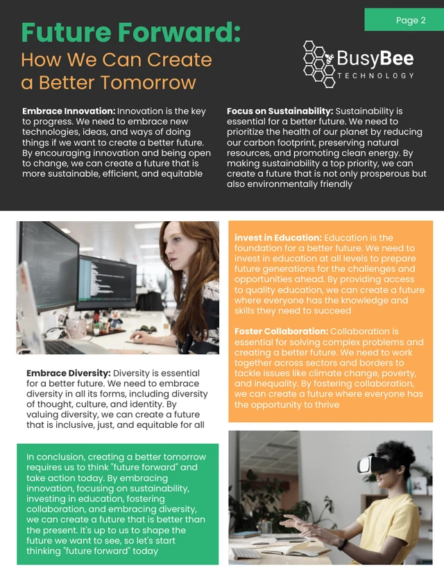 Green And Orange Future Forward Newsletter