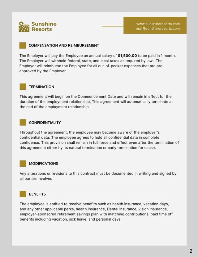 Seasonal Employment Contract Template - Seite 2