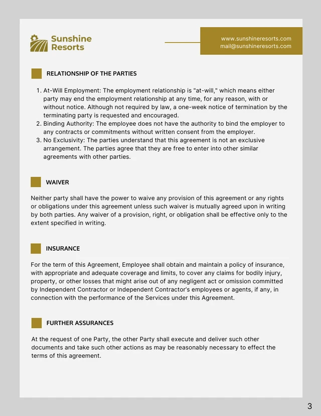 Seasonal Employment Contract Template - Page 3