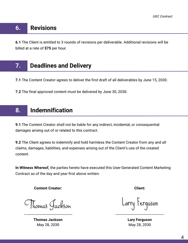 UGC Contract Template Free - page 4