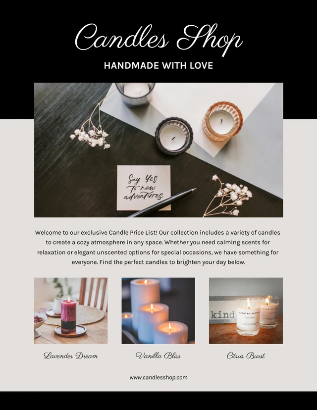 Candle Price List Template - Page 1