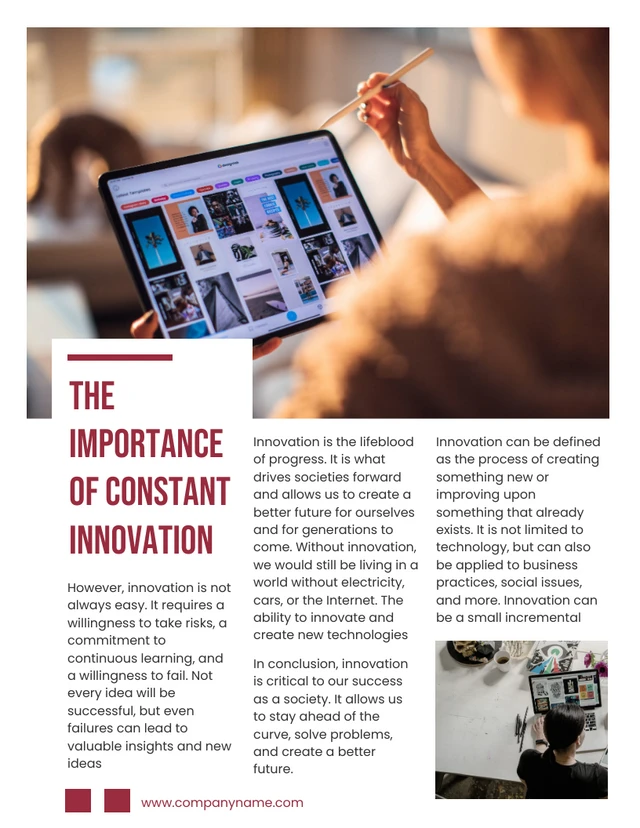 Red Minimalist Constant Innovation Newsletter