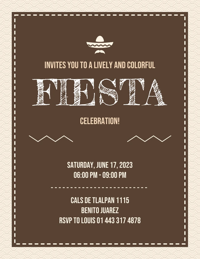 Beige und braun vintage klassisch retro feier fiesta einladung Vorlage