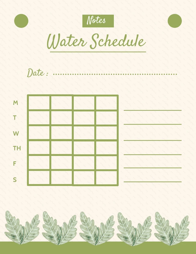 Simple Green Schedule Tracker Drink Water  Template
