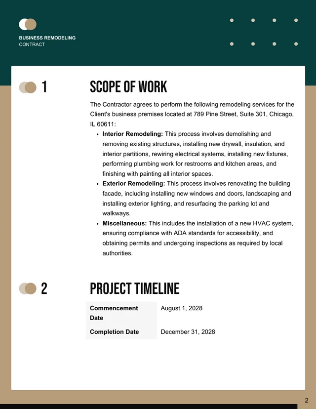 Business Remodeling Contract Template - Seite 2