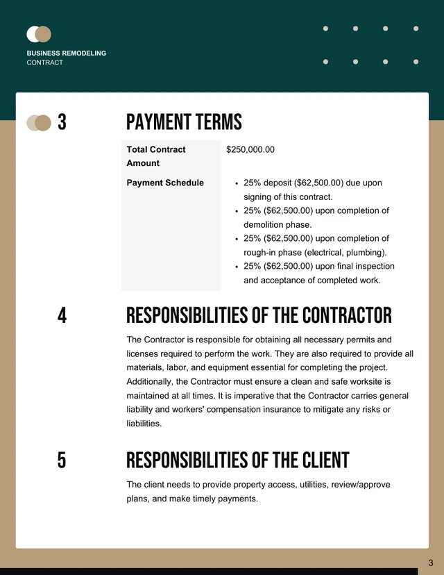 Business Remodeling Contract Template - Pagina 3