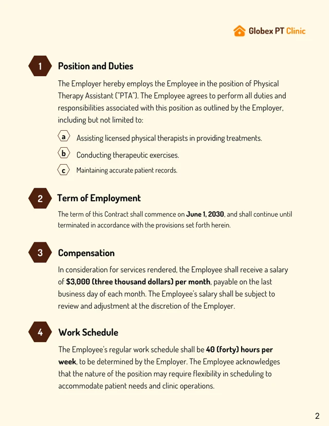 Employment Contract Template of Physical Therapy Assistant - صفحة 2