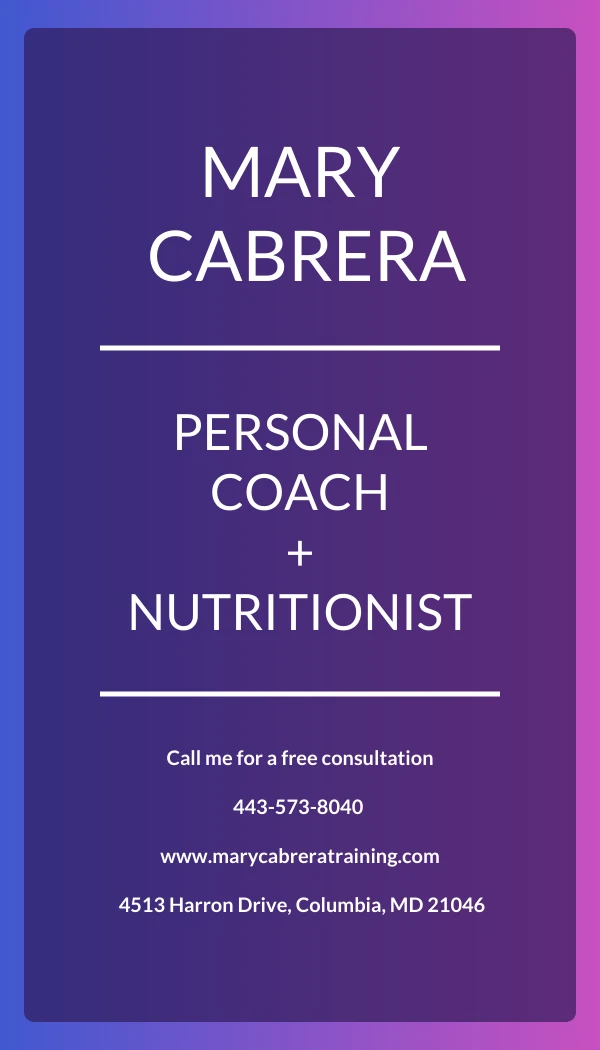 Gradient Nutritionist Business Card - Página 1