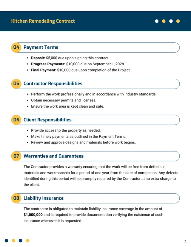 Kitchen Remodeling Contract Template - صفحة 2