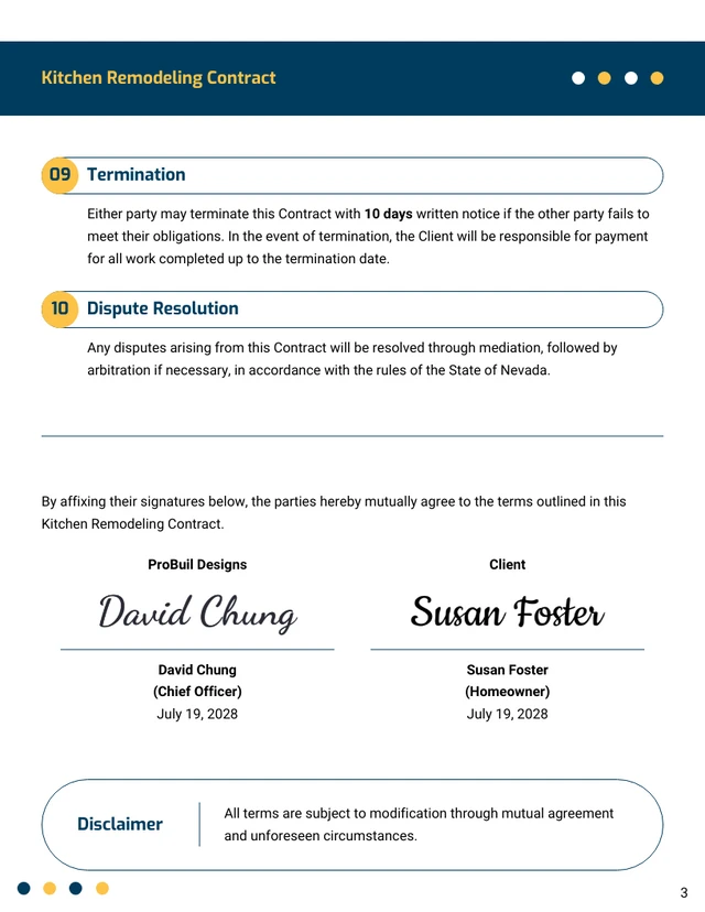 Kitchen Remodeling Contract Template - صفحة 3
