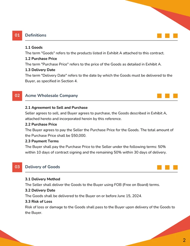 Wholesale Contract Template - Page 2