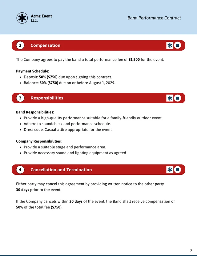 Band Performance Contract Template - صفحة 2