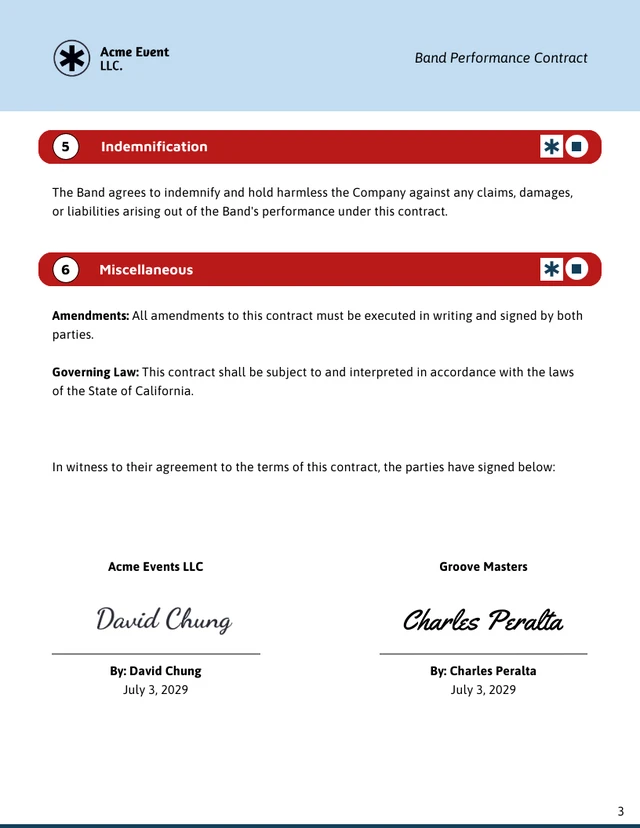 Band Performance Contract Template - Page 3