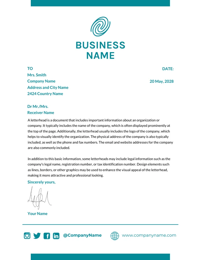 White Simple Professional Business Letterhead Template