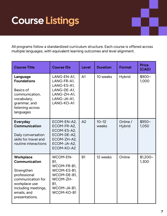 Foreign Languages Course Catalog - صفحة 7
