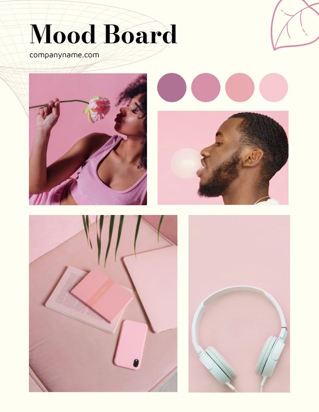 Colourful Pink and Black Mood Boards Template