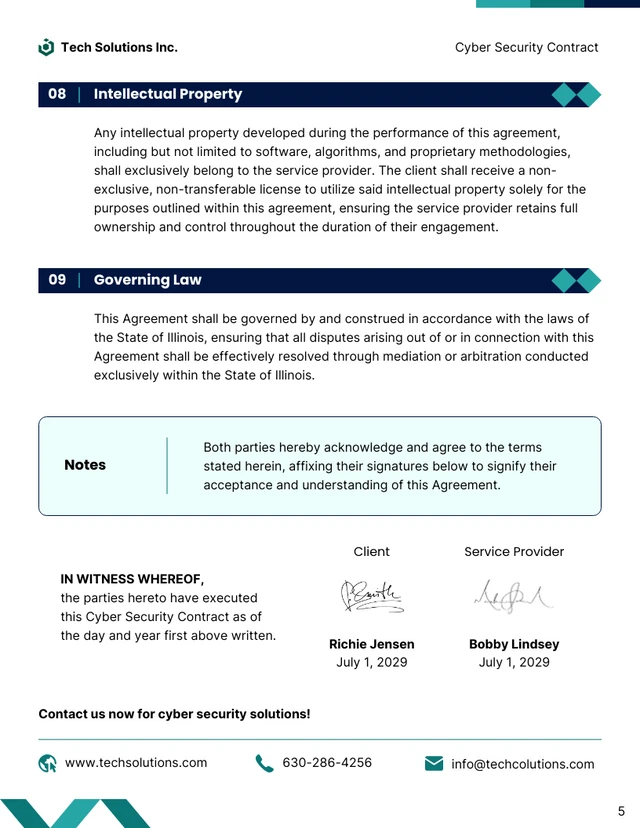 Cyber Security Contract Template - page 5