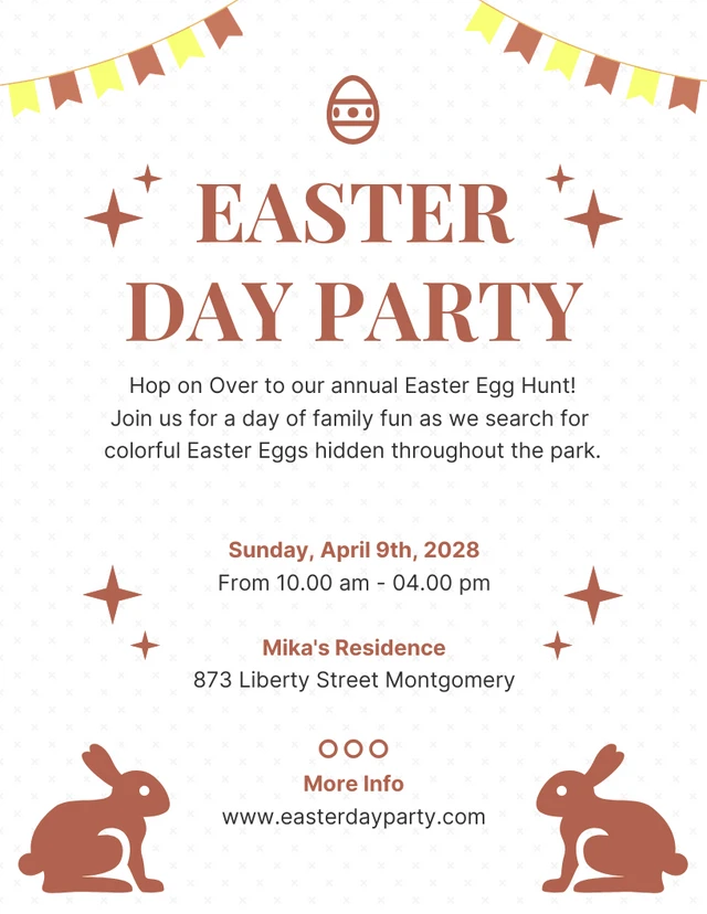 White Modern Playful Illustration Easter Day Party Invitation Template