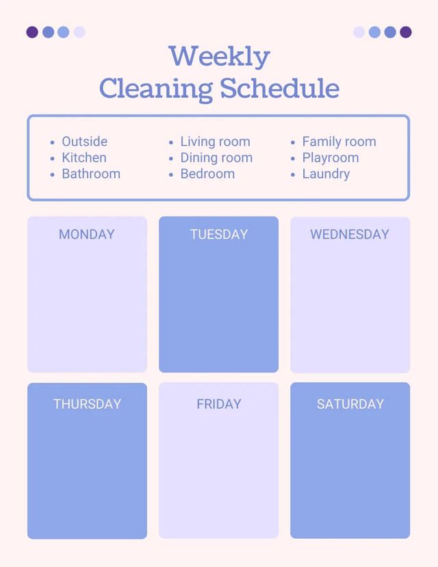 Light Cream Simple Weekly Cleaning Schedule Template