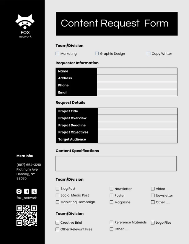 Simple Grey and Black Content Forms Template