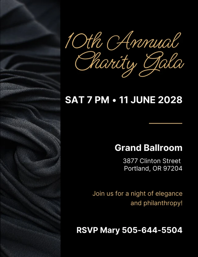 Black Gold Simple Gala Invitation Template