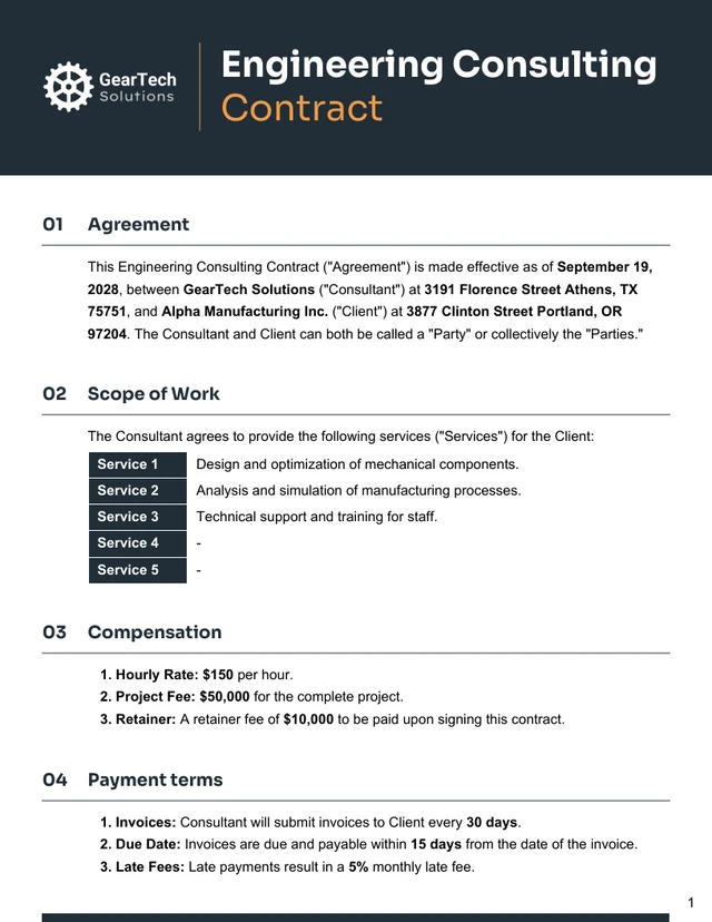 Engineering Consulting Contract Template - صفحة 1