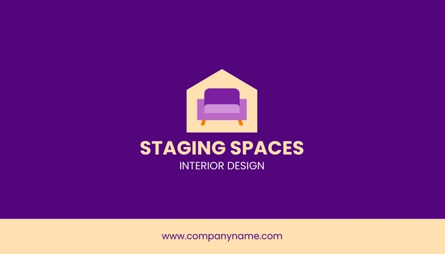 Dark Purple And Yellow Simple Interior Design Business Card - Seite 1