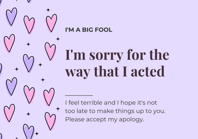 Light Purple Simple Illustration Apology Card Template