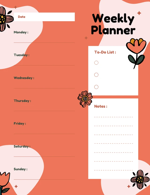Pink Pastel Illustration Personal Planner Template